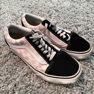 Checkered Pink & Black Vans of Great Condition